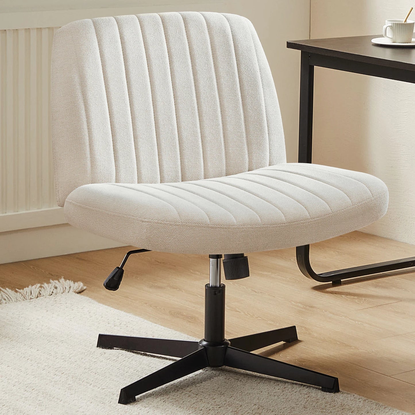 Cross Legged Office Chair With Wide Desk Adjustable Swivel