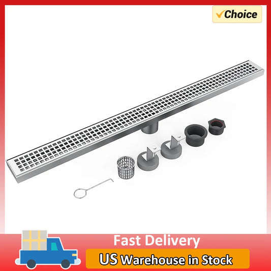 Removable Quadrato Pattern Shower Drain in Stainless Steel