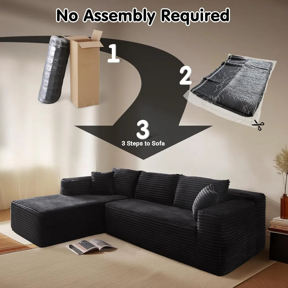 104" Cloud Sectional Couch with L-Shape Chaise,Modern Modular Sofa with Deep Seat, Upholstered Couches for Living Room Bedroom,