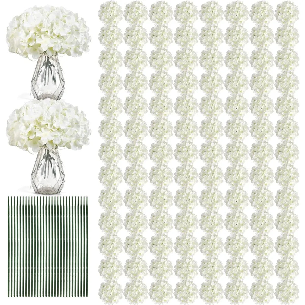 204PCS Silk Hydrangea Artificial Flowers for Home Decor
