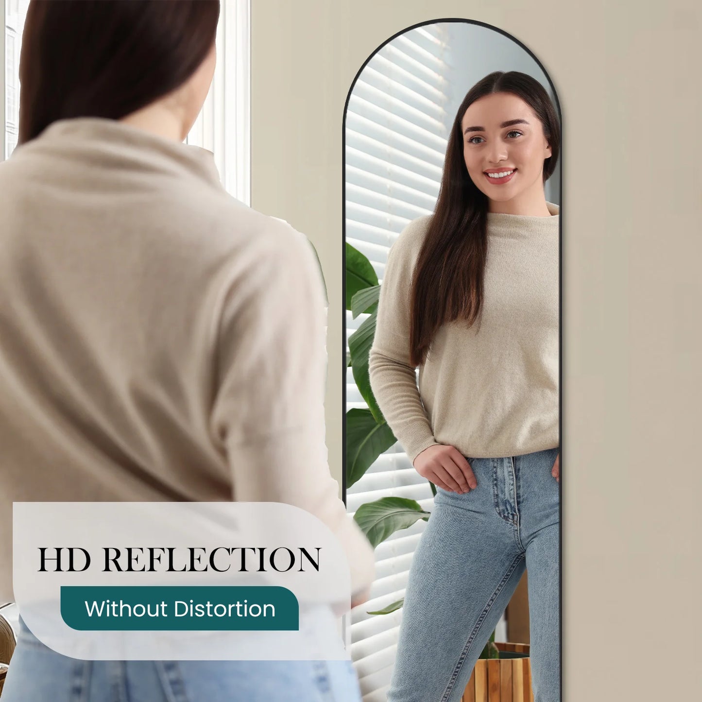 JHK Full Body Wall Mirror with Aluminum Alloy Frame Full Length Reflection