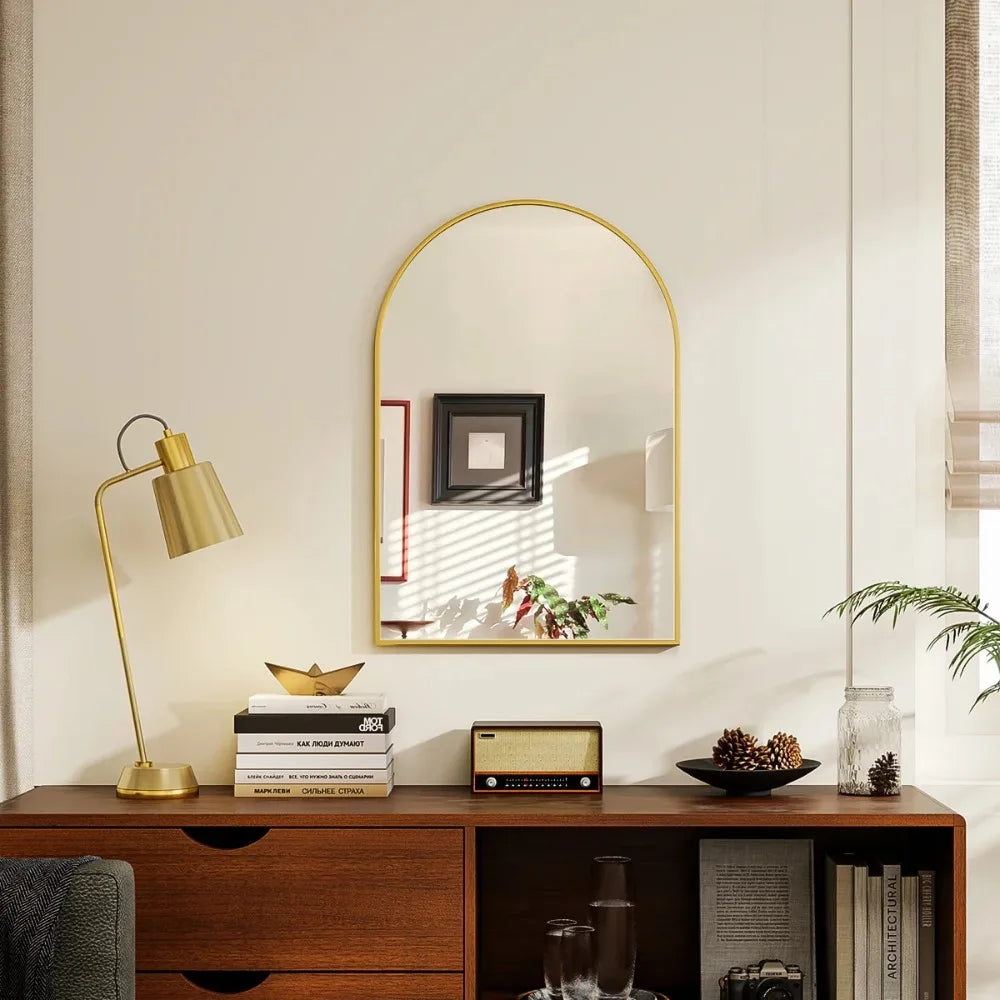 24"x16.1" Arched Vanity Mirror Bathroom Mirror Wall Mounted, Black