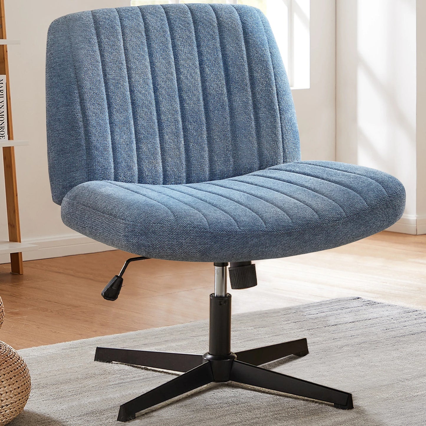 Cross Legged Office Chair With Wide Desk Adjustable Swivel