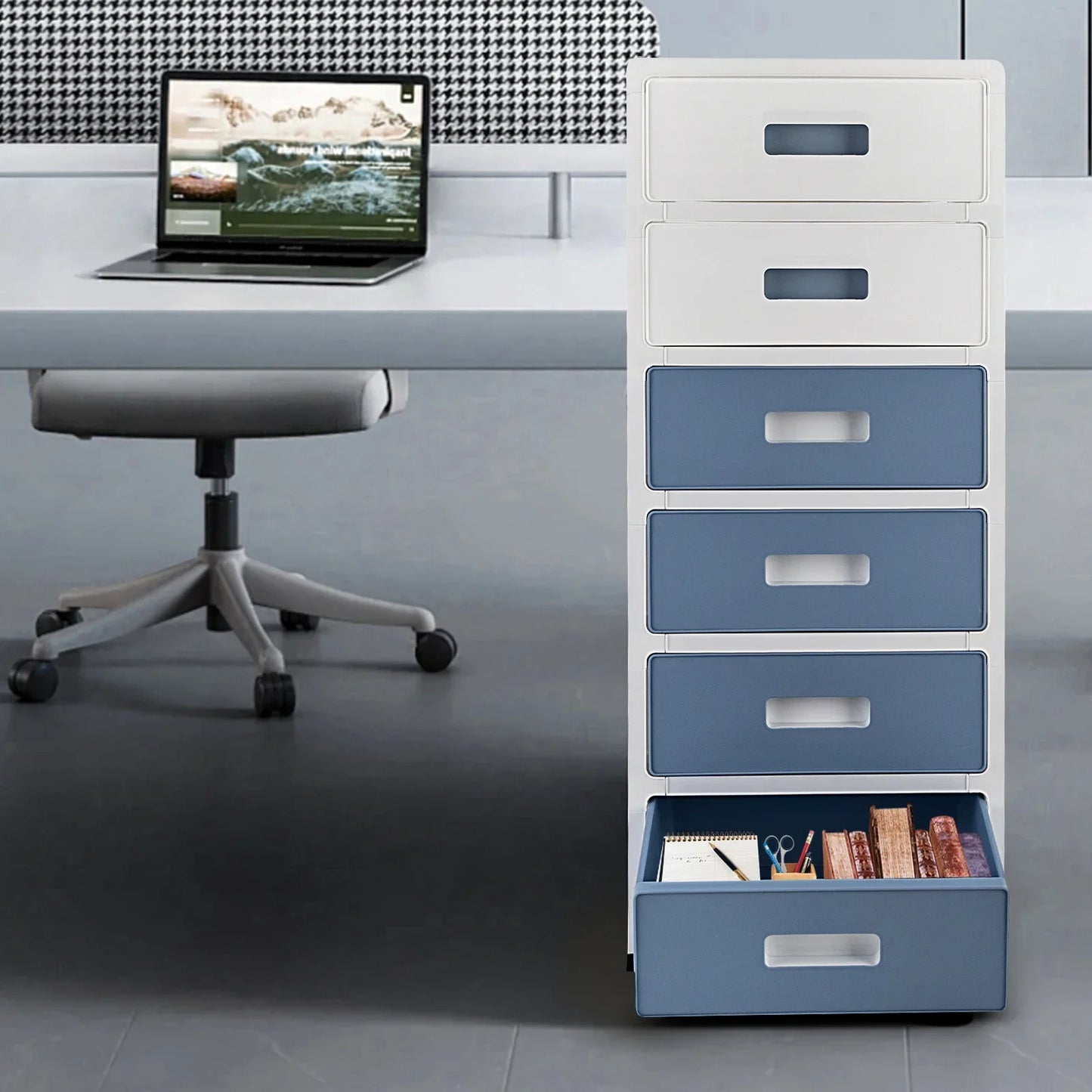 6 Drawer Locking File Cabinet With Silent Wheels For Office