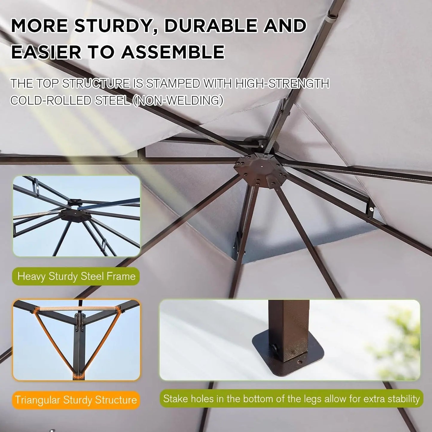 10x12 Outdoor Gazebo with Mosquito Netting and Heavy Duty Frame