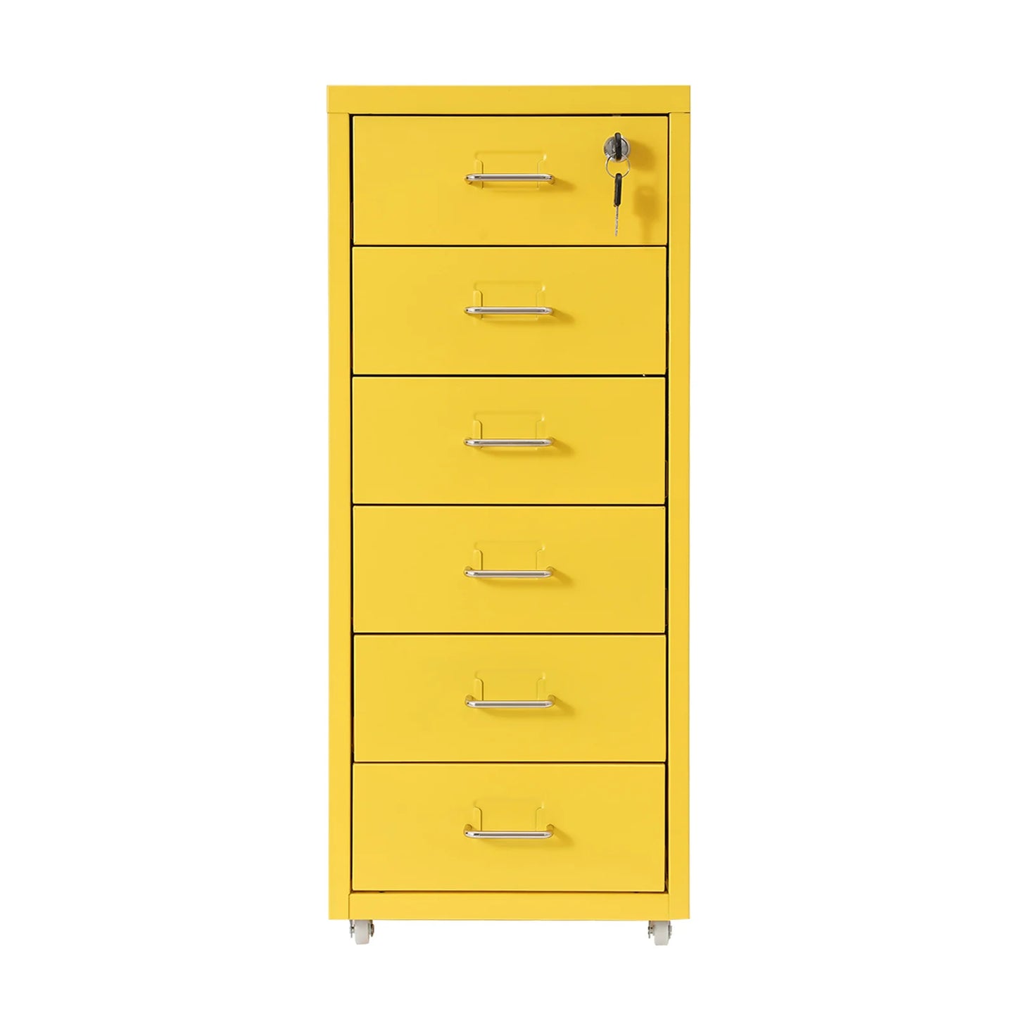 Lockable Rolling Metal File Cabinet Six Drawer With Wheels
