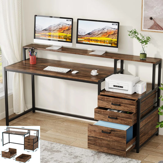 L Shaped Computer Desk For Small Space With Three Drawers