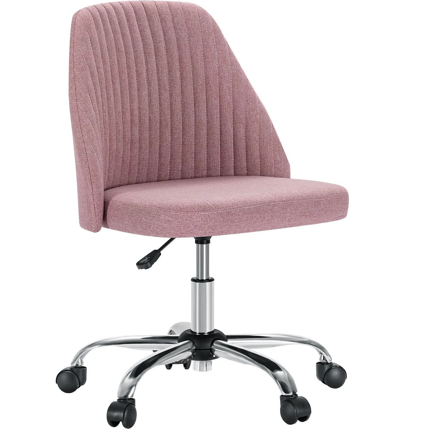 Armless Small Desk Chair With Wheels And Back Support