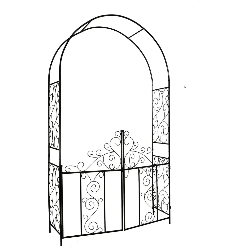 Steel Garden Arch with Gate – 7'5" H x 4'2" W, Ideal for Climbing Plants, Perfect for Outdoor Gardens, Lawns & Backyard Pathway