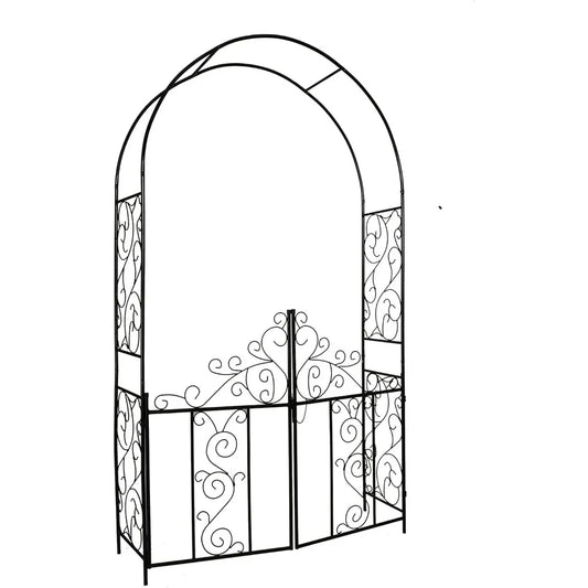 Steel Garden Arch with Gate – 7'5" H x 4'2" W, Ideal for Climbing Plants, Perfect for Outdoor Gardens, Lawns & Backyard Pathway
