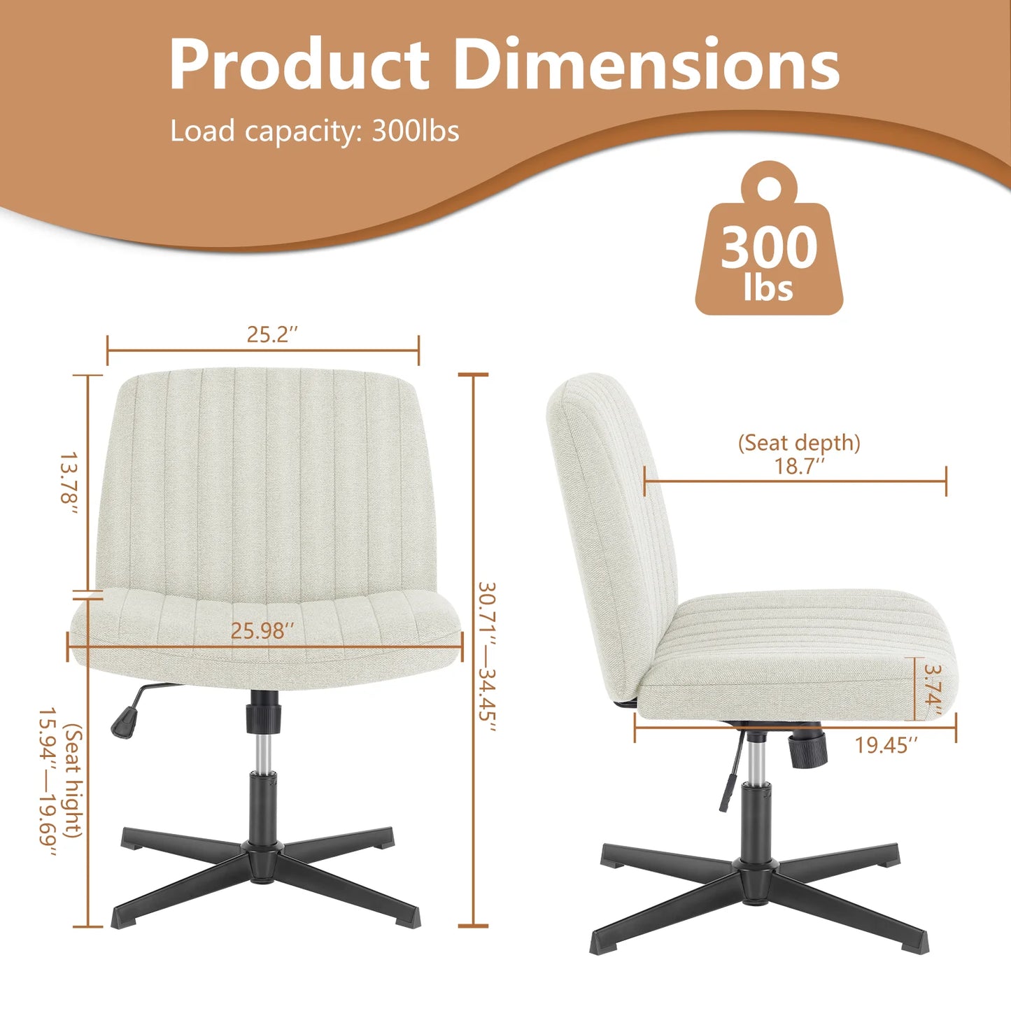 Cross Legged Office Chair With Wide Desk Adjustable Swivel