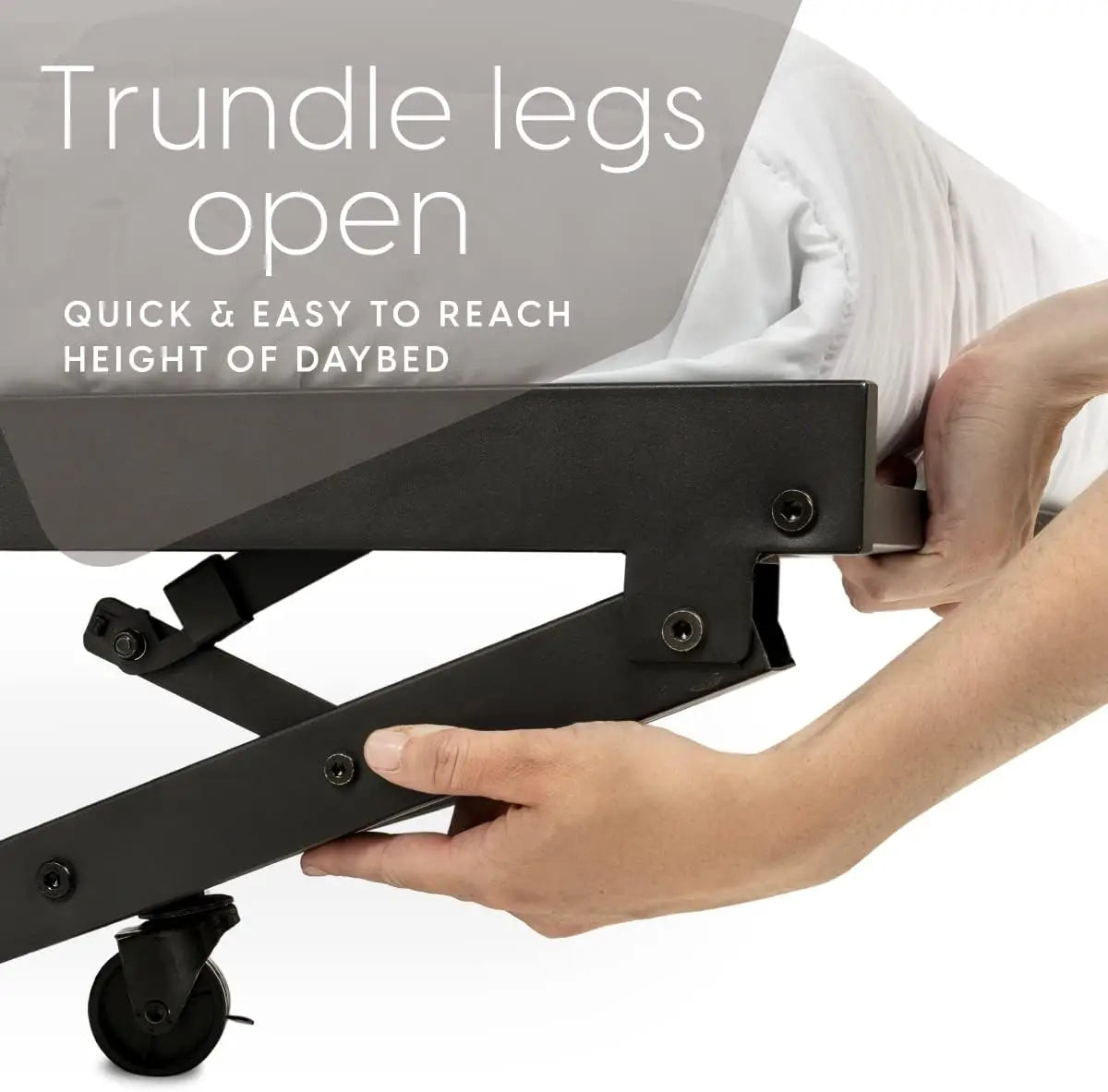 Twin Daybed with Fold Up Trundle Durable Black Frame Set
