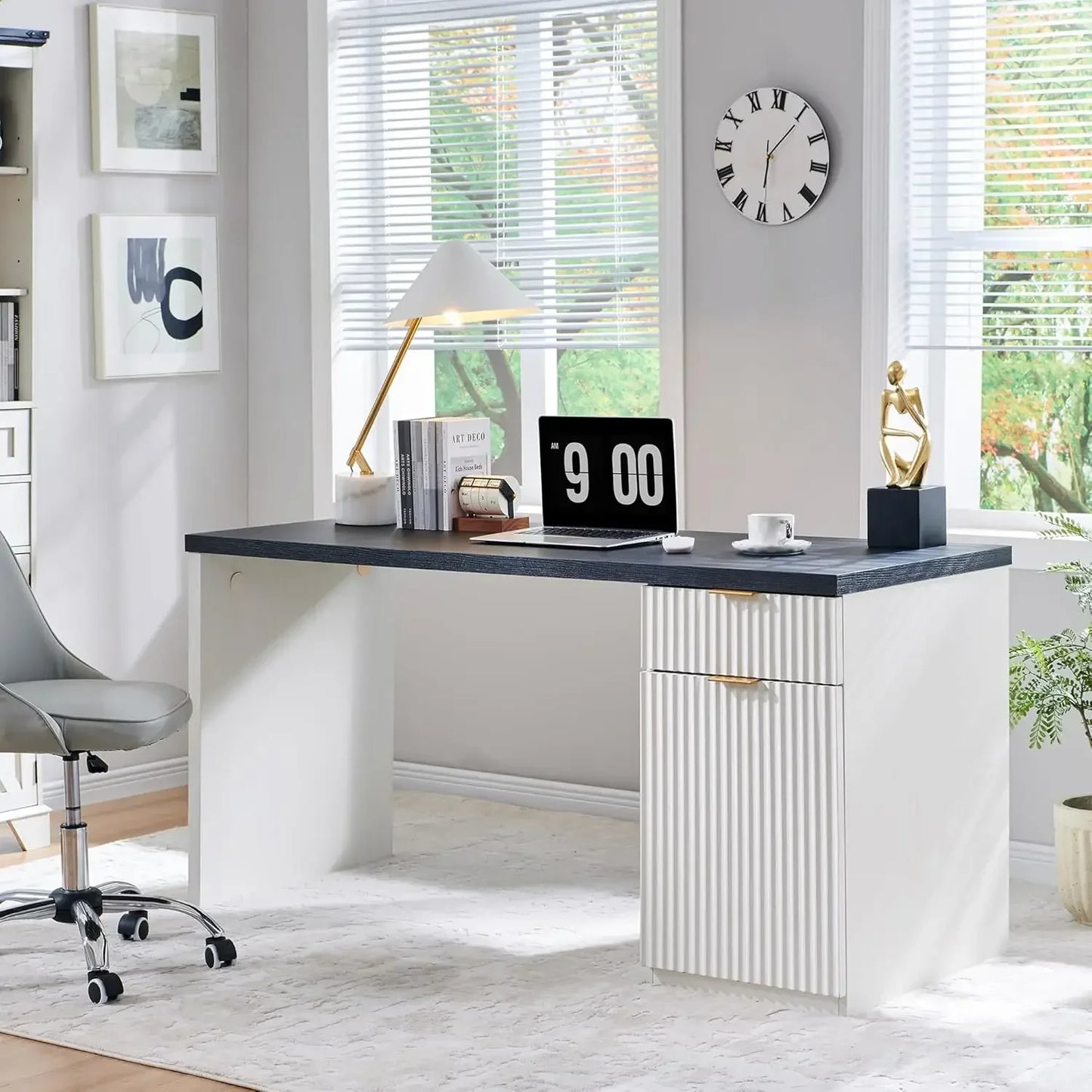 Modern Executive Desk With Storage For Home Office