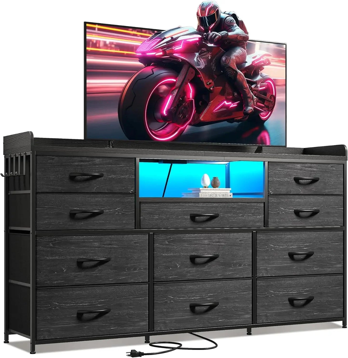 Bedroom Dresser with 11 Drawers LED Lights and Charging Station