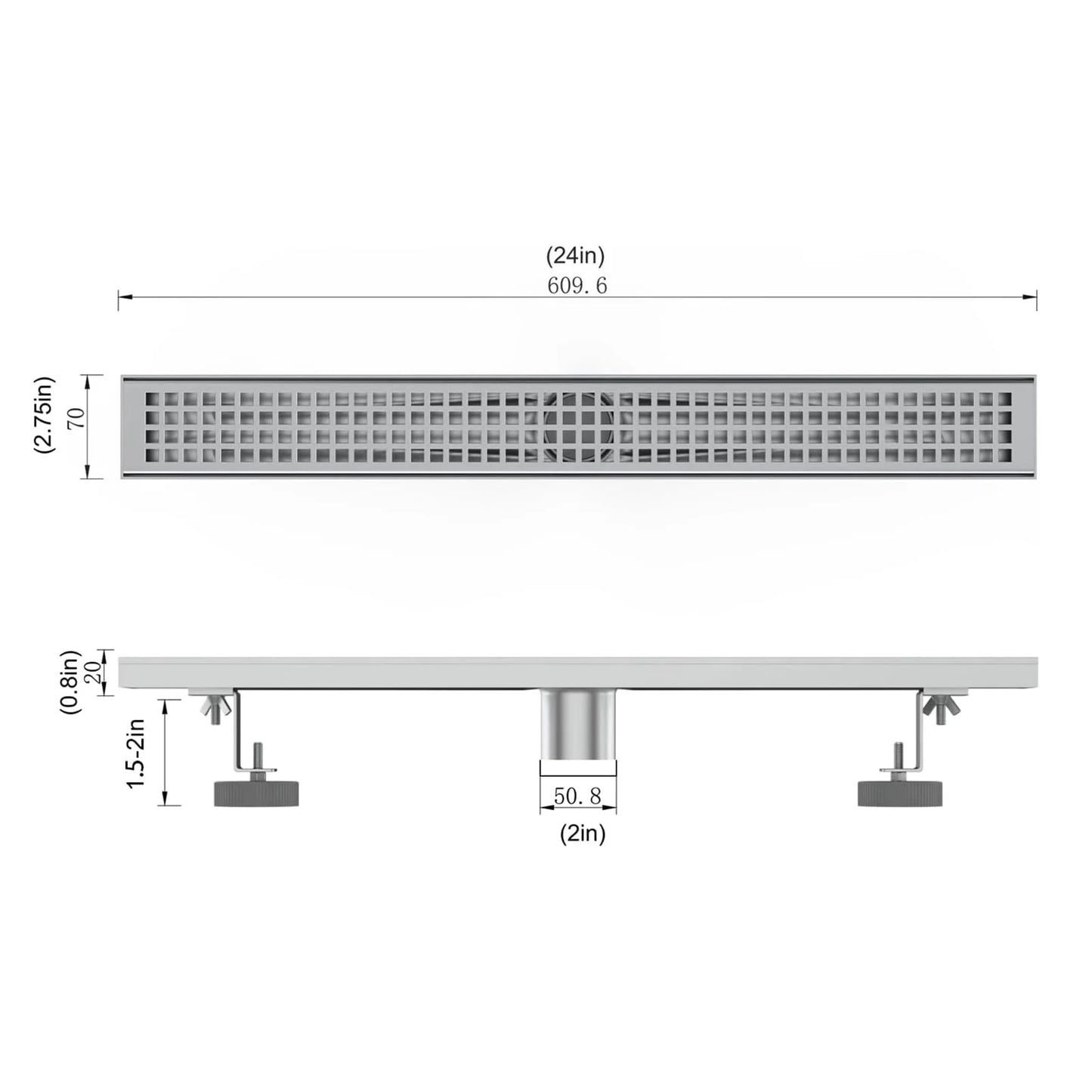 Removable Quadrato Pattern Shower Drain in Stainless Steel