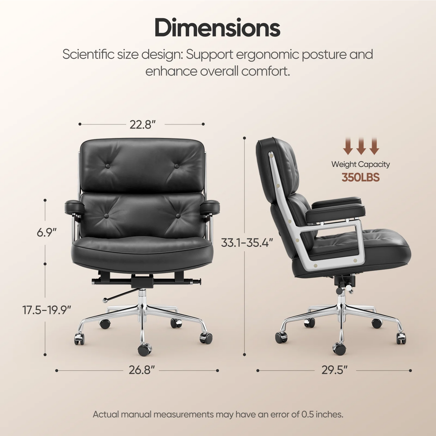 Genuine Leather Office Chair With Armrests For Home Office