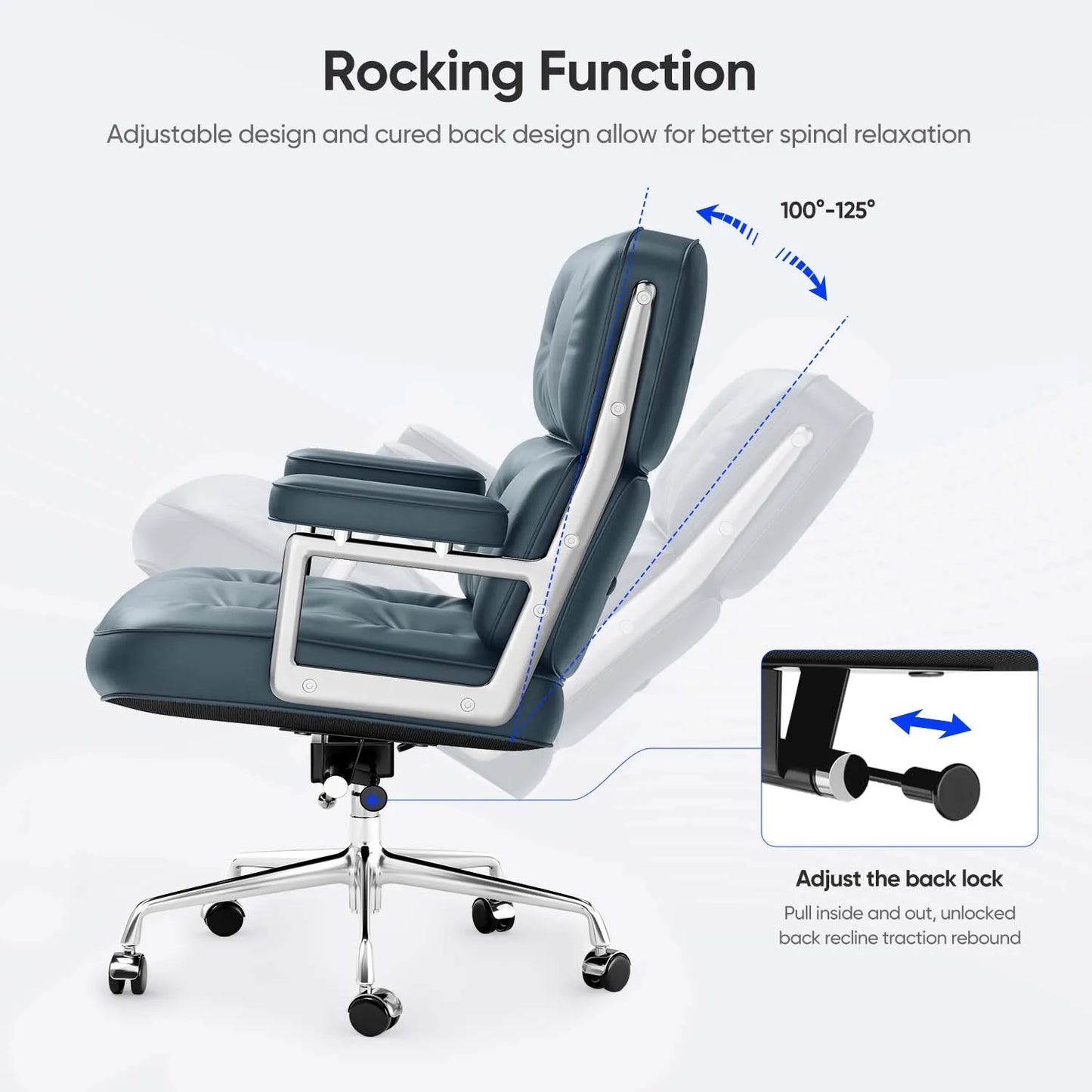 Ergonomic Leather Office Chair With Swivel Height Adjust