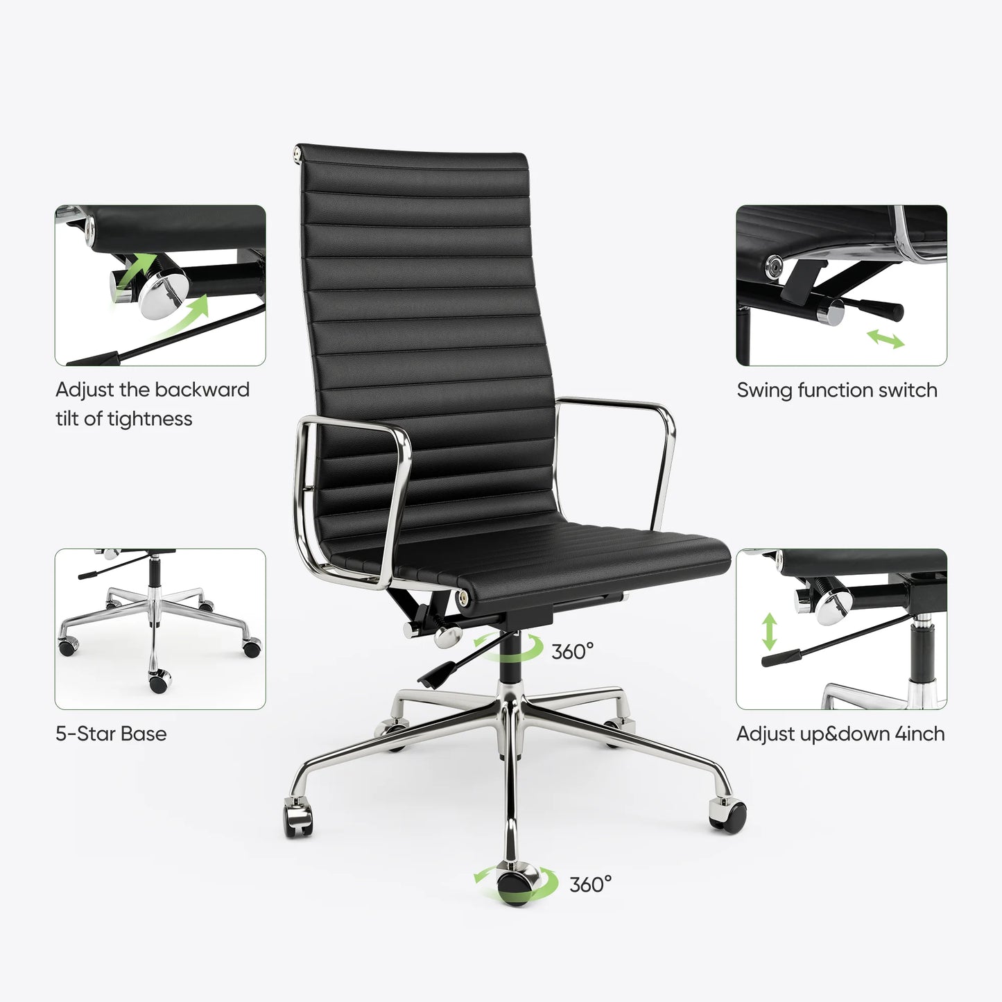 Genuine Leather High Back Ergonomic Office Chair Swivel