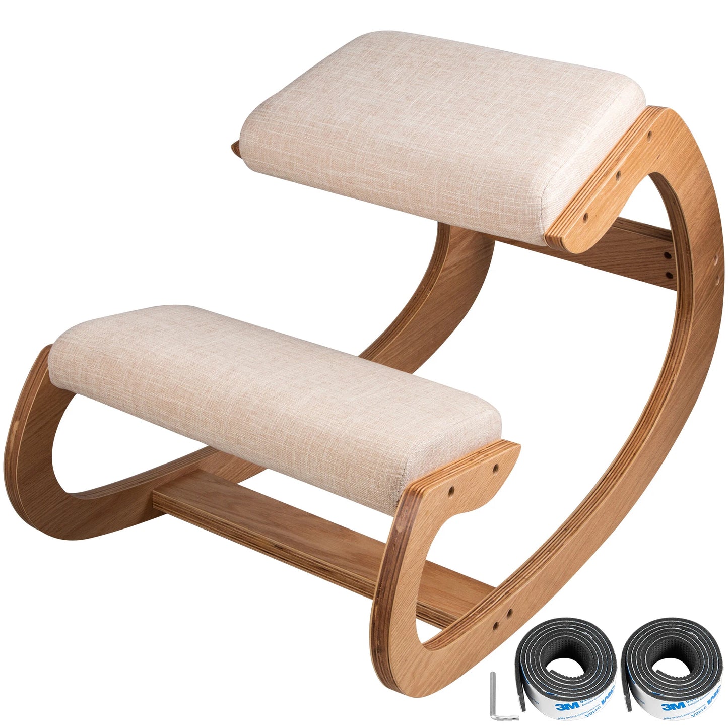 Ergonomic Wood Kneeling Chair Improves Posture With Cushion