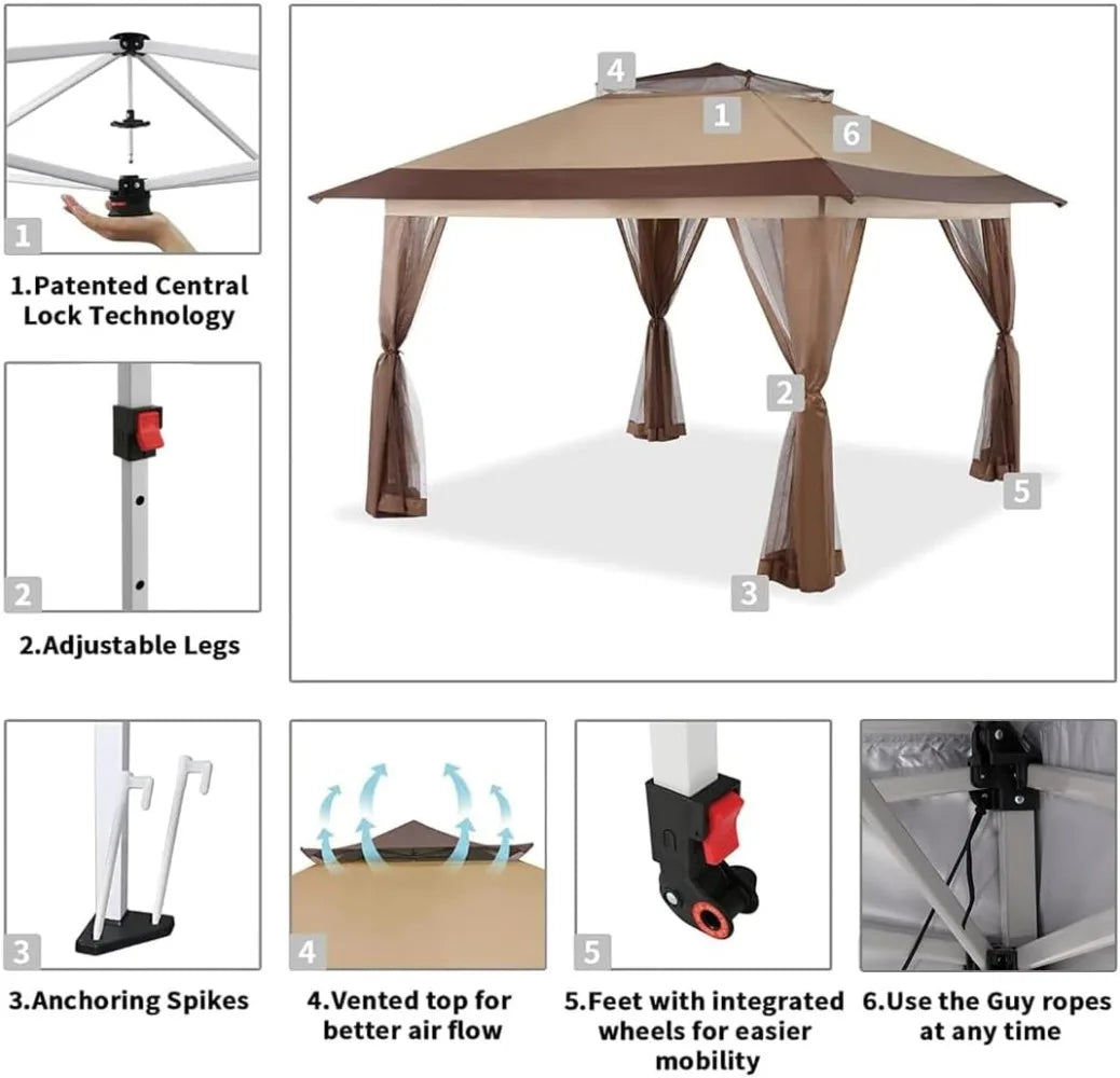 13x13 Pop Up Gazebo Tent Easy Setup Outdoor Canopy Shelter