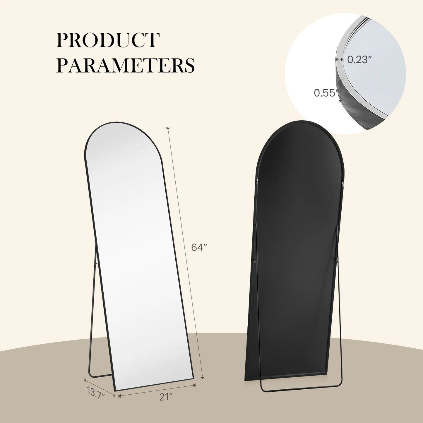 JHK Full Body Wall Mirror with Aluminum Alloy Frame Full Length Reflection