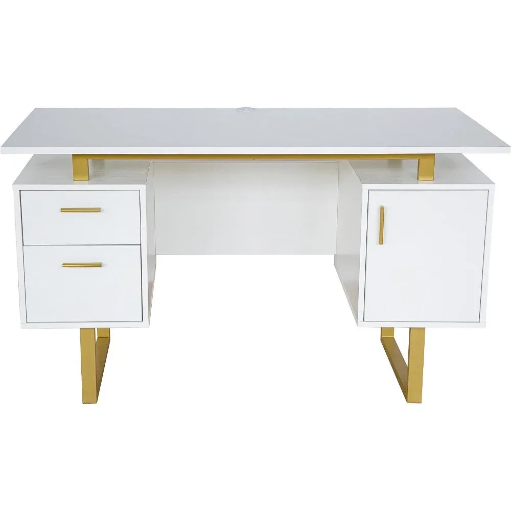 Modern Office Storage Drawers and Cabinet with Large Desktop Surface