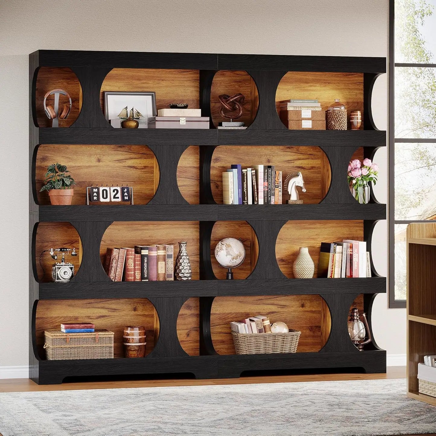 Black Modern Bookshelf 4 Tier Freestanding Display Shelf