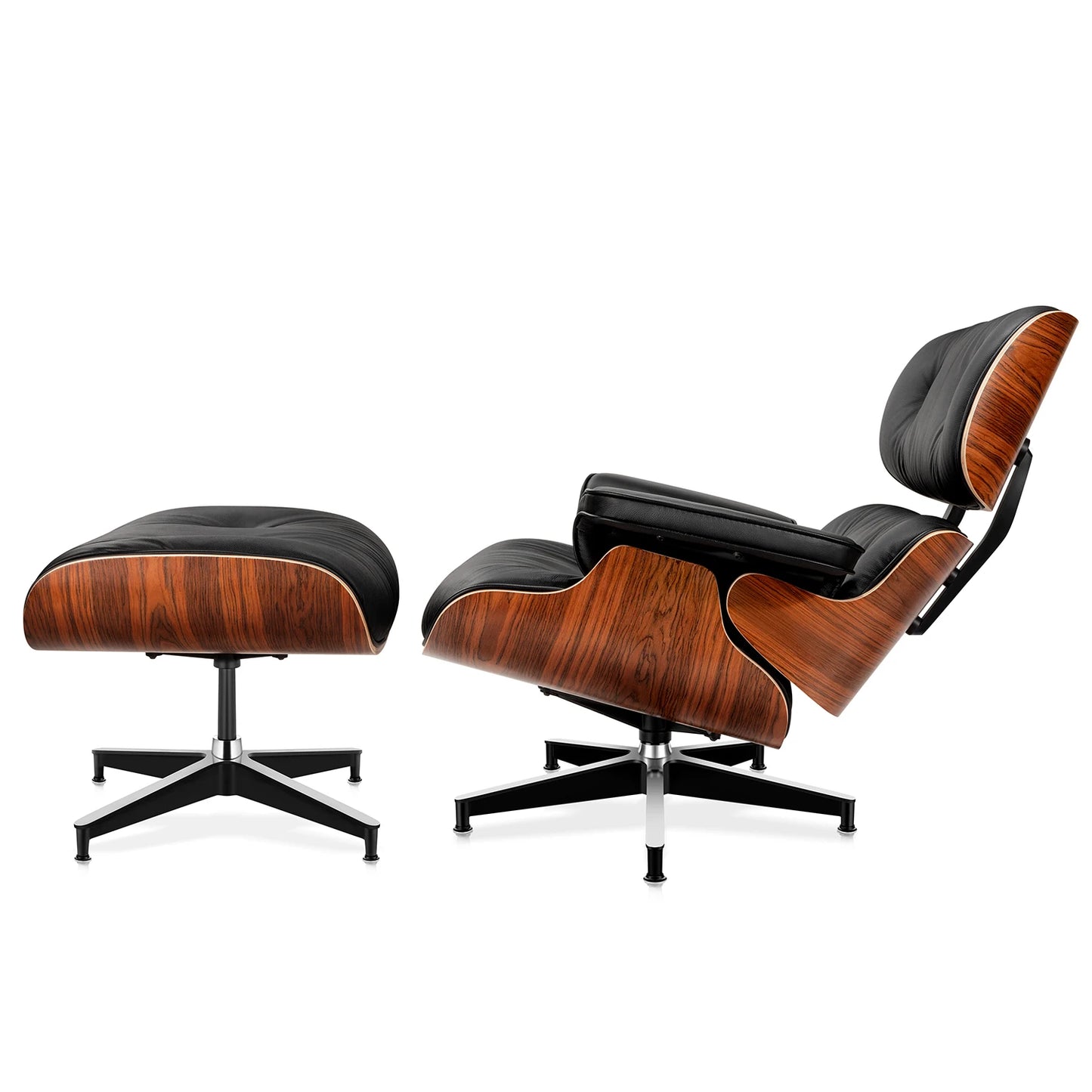 Relica Genuine Leather Armchair Swivel Chair With Ottoman