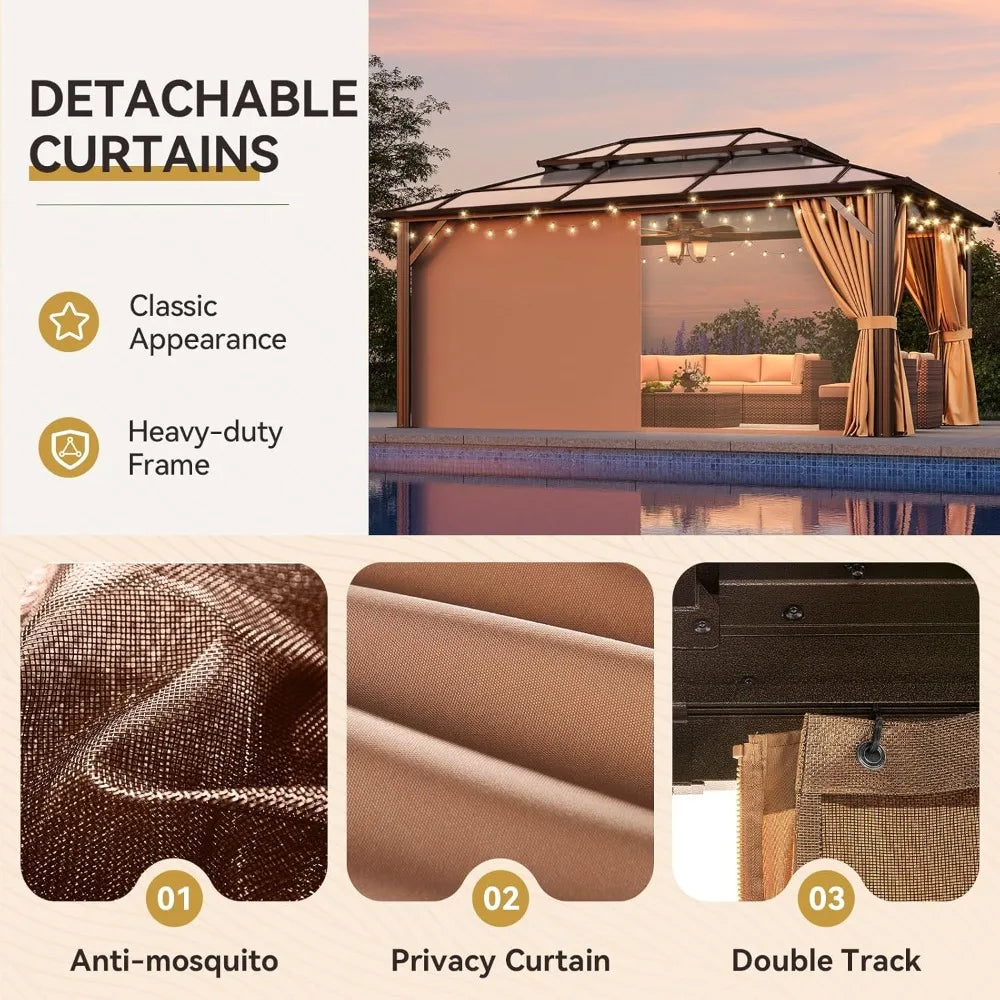 12x16 Hardtop Gazebo Aluminum Frame Polycarbonate Roof