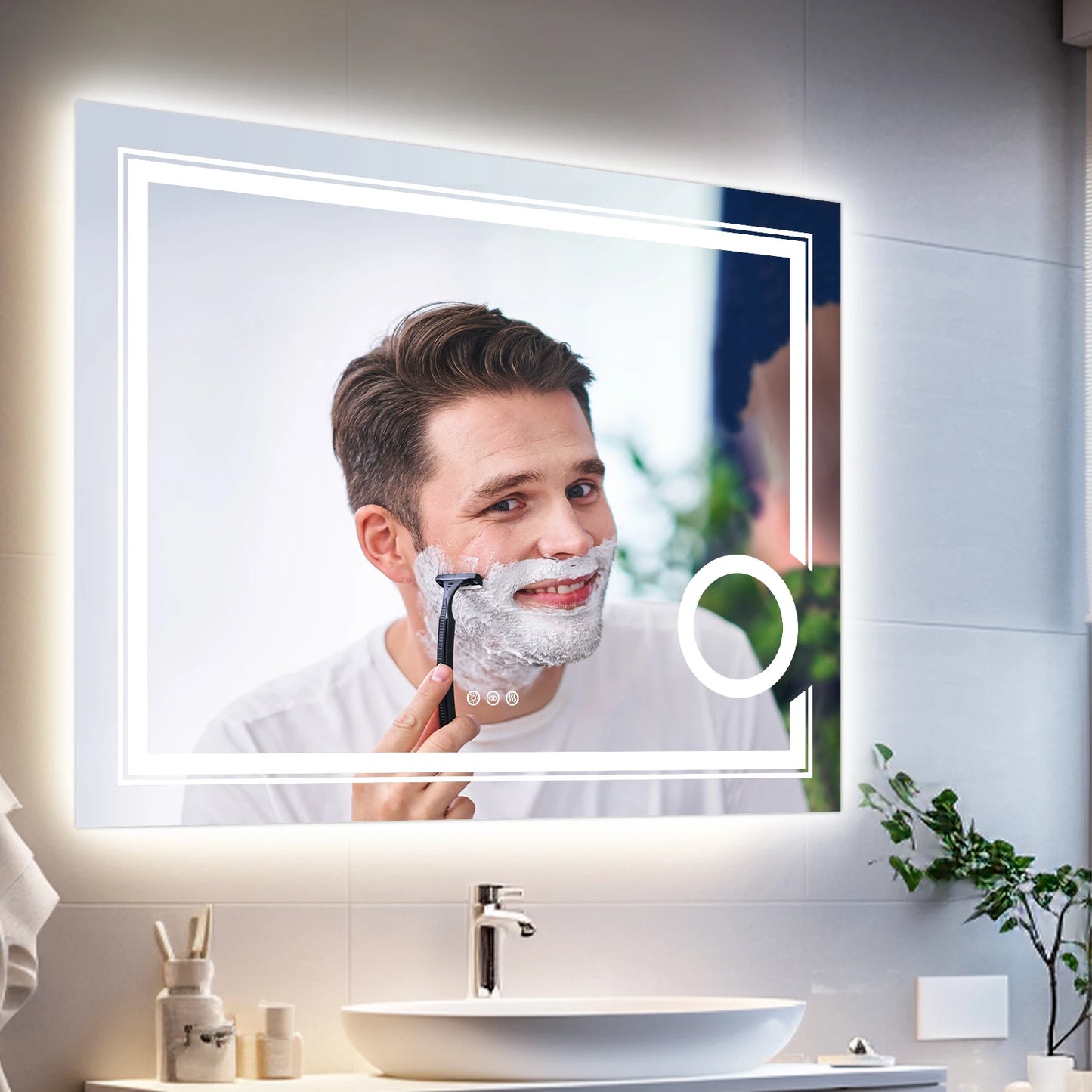 Wisfor Wall Mounted LED Lighted Bathroom Mirror 3X Magnifier