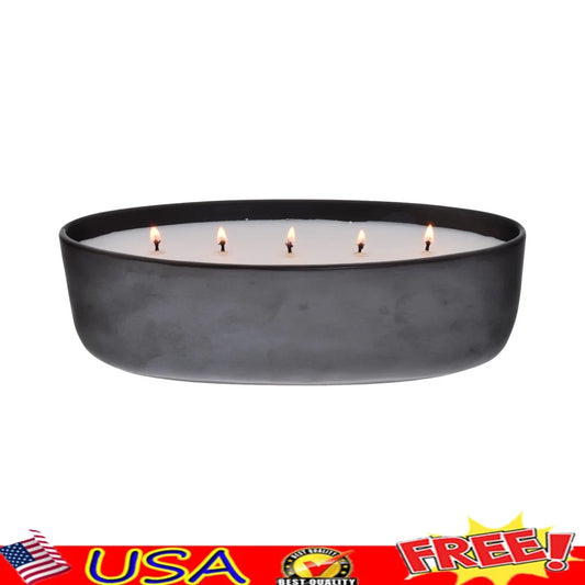 Amber Leather 5 Wick Candle In Ceramic Jar Long Burn