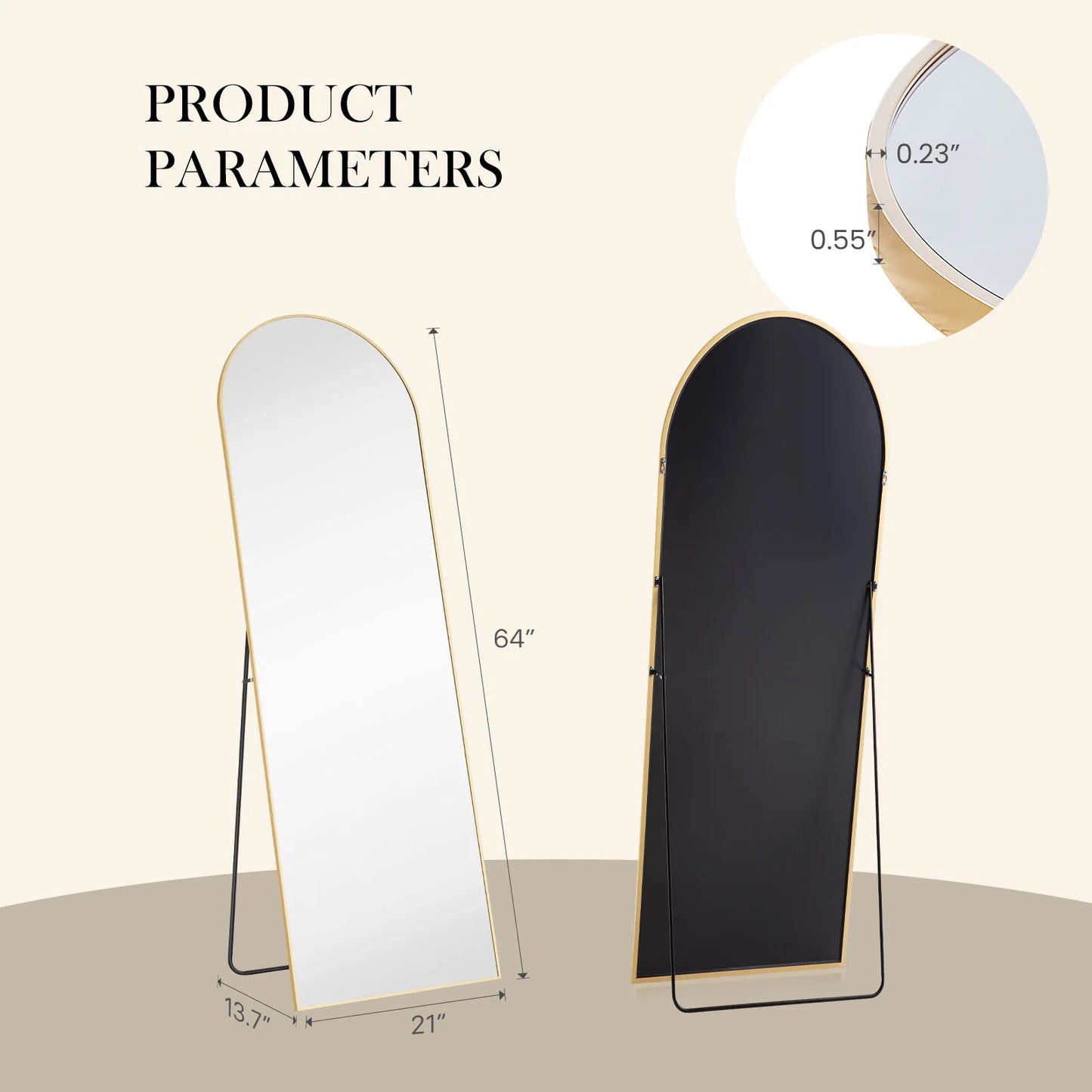 JHK Full Body Wall Mirror with Aluminum Alloy Frame Full Length Reflection