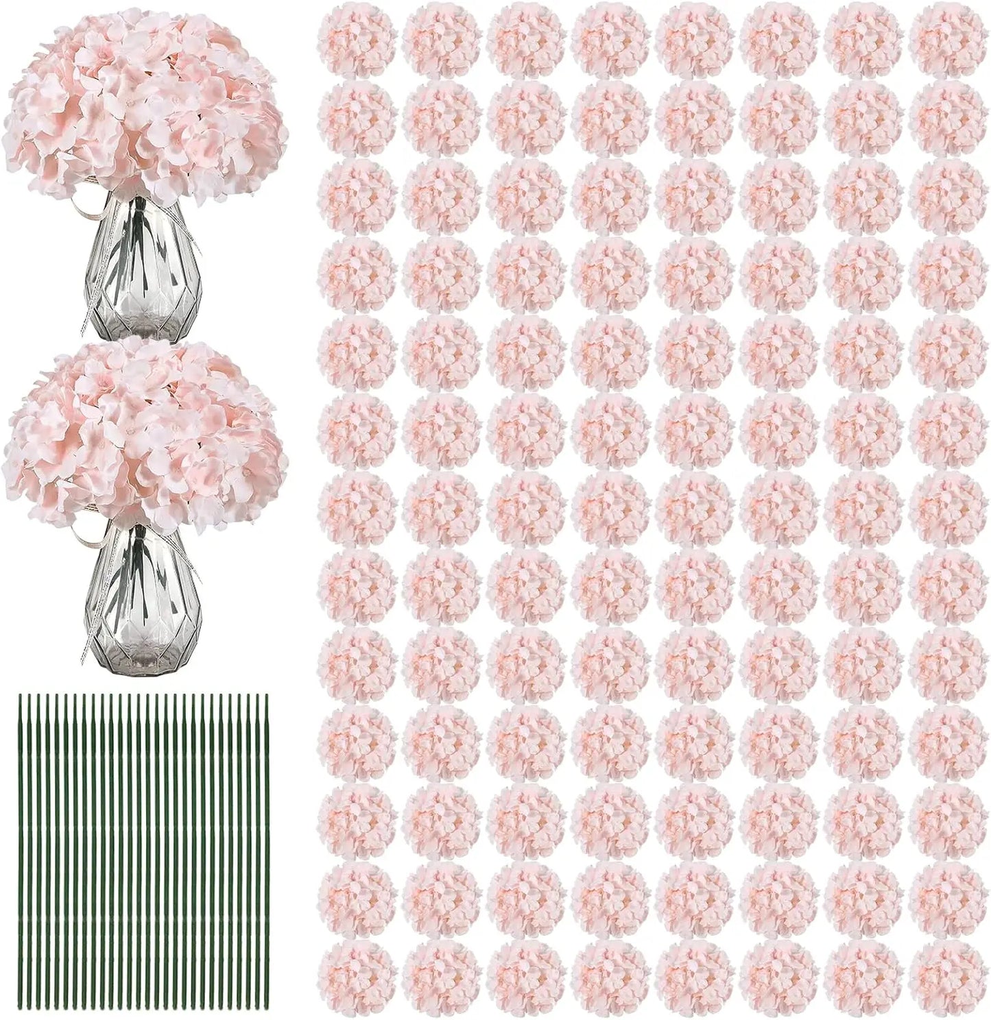 204PCS Silk Hydrangea Artificial Flowers for Home Decor