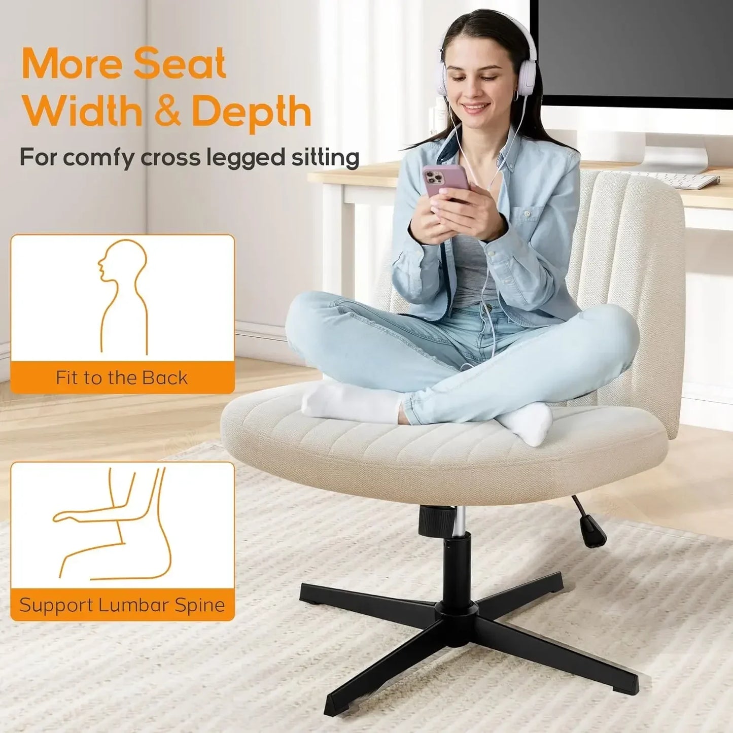 Criss Cross Chair with Adjustable Height for Comfort