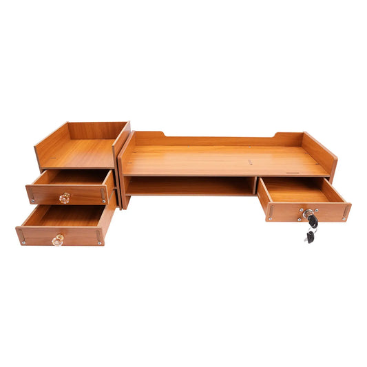 Wooden Desk Organizer With Drawers For Office Space Saving
