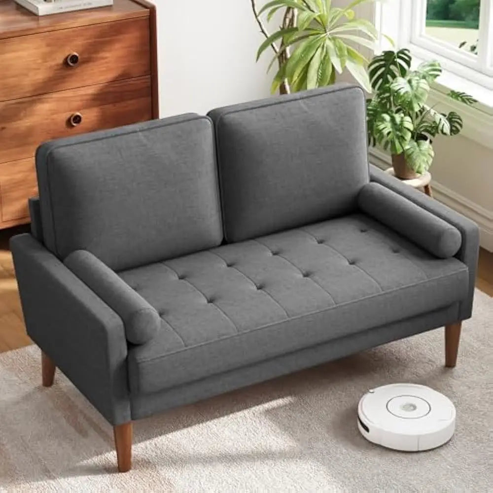 Compact Loveseat Sofa with Throw Pillow for Small Spaces