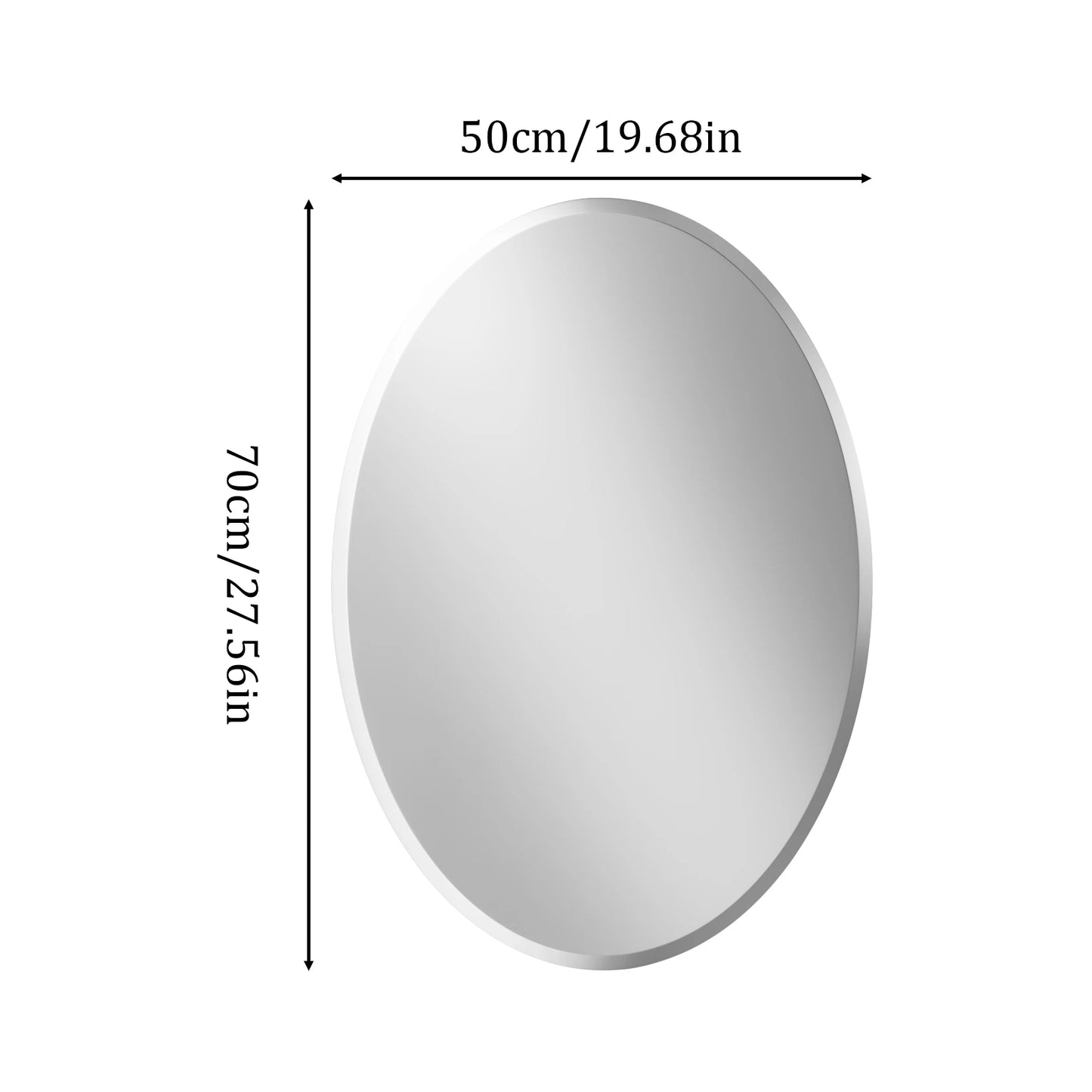 Frameless Oval Bathroom Mirror With Beveled Edge HD