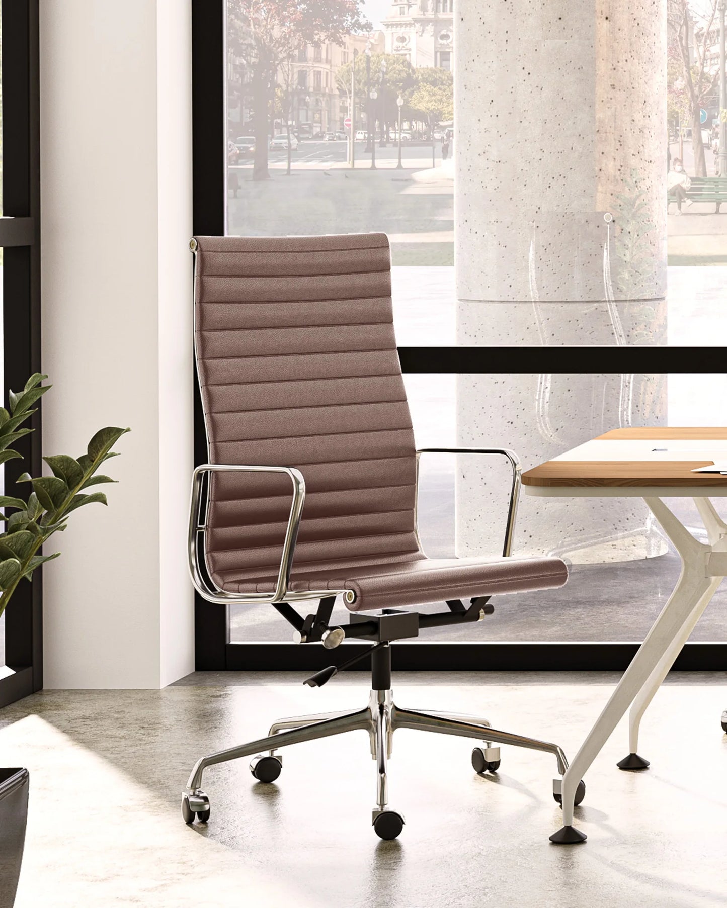 Ergonomic Leather Office Chair With Mid Back Support