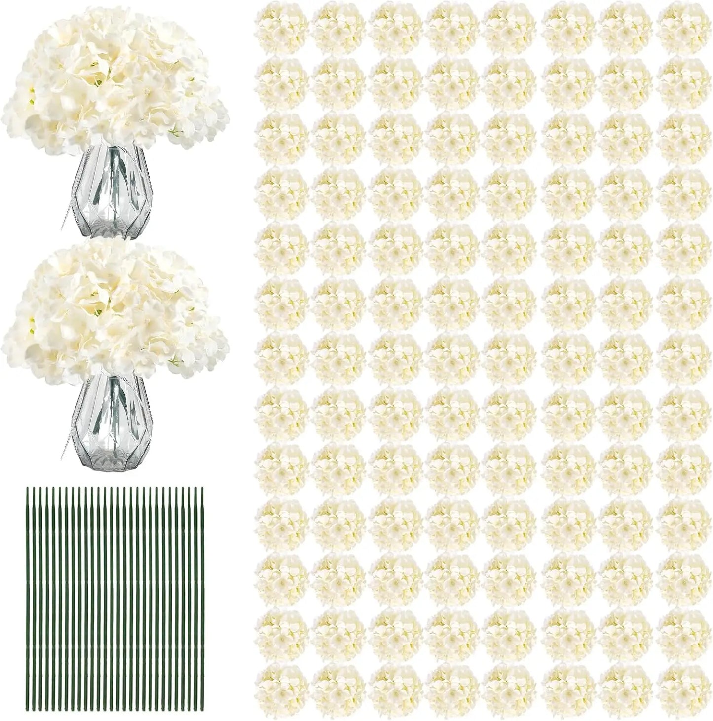 204PCS Silk Hydrangea Artificial Flowers for Home Decor