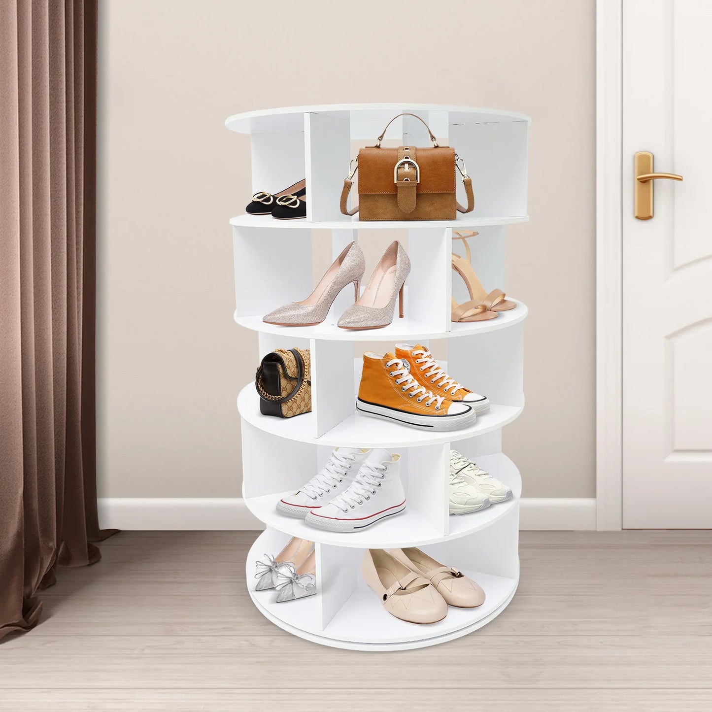 Rotating Shoe Rack Rust-Resistant Free Standing Shoe Rack Large Capacity Shoe Organizer Easy To Clean for Living Room/Bedroom