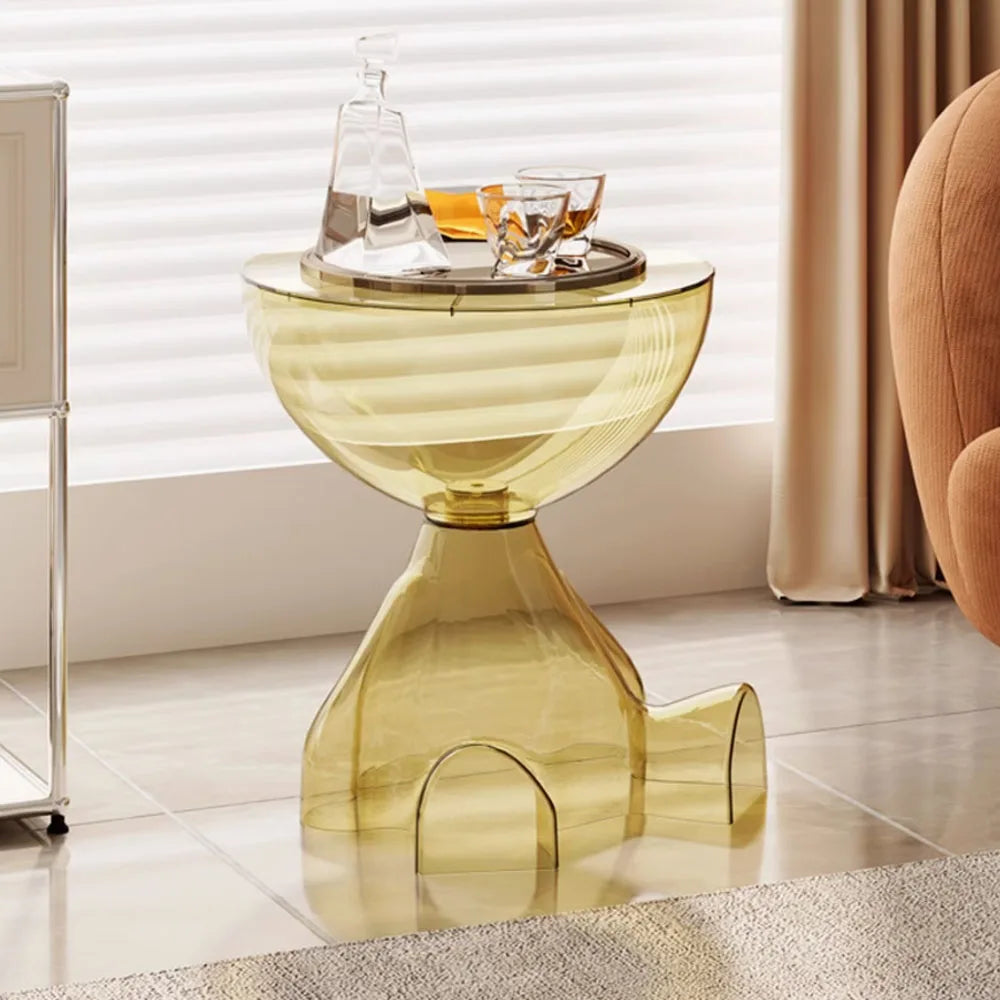 Cream Round Coffee Table With Space Saving Design Modern