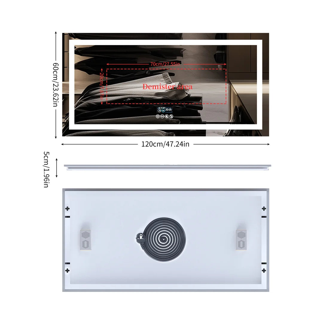 Illuminated Bluetooth Bathroom Vanity Mirror With Anti Fog LED Lighting