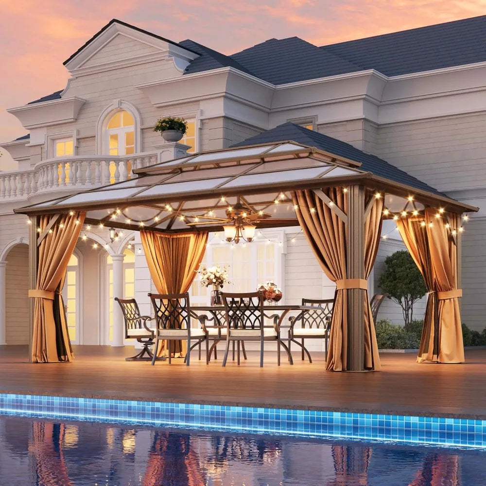 12x16 Hardtop Gazebo Aluminum Frame Polycarbonate Roof