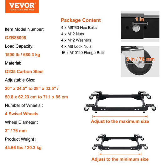 SucceBuy 1500Lbs Washing Machine Stand Movable Refrigerator Roller Base with 4 Wheels Adjustable Bracket  for Home Appliance