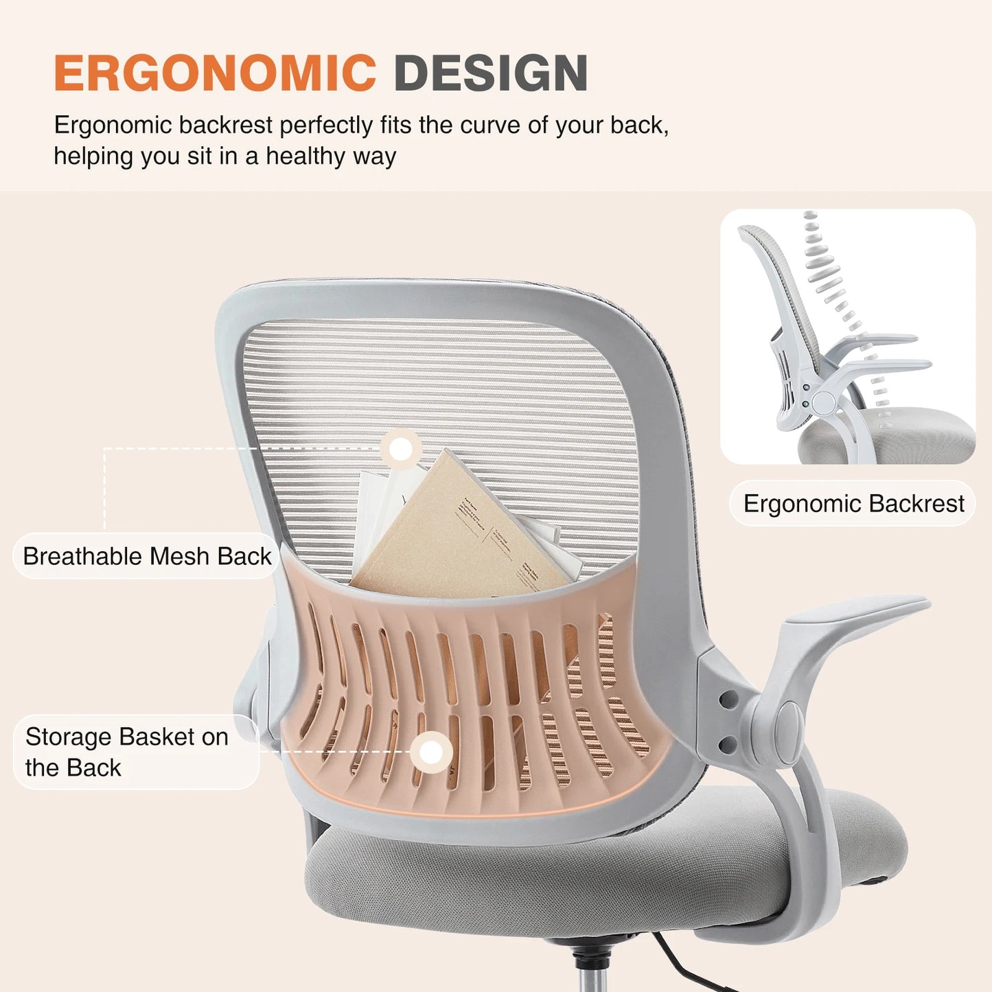 Ergonomic Mesh Back Office Chair With Adjustable Height