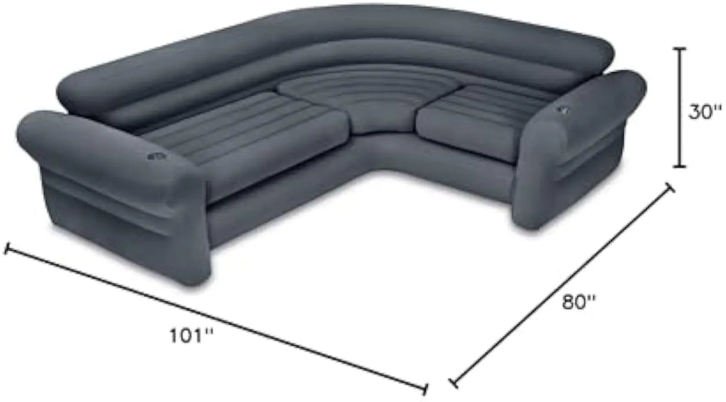 68575EP Inflatable Corner Sofa with 2 68564EP Ultra Lounge Chairs & Ottomans, Indoor Use, Cupholders, 2-in-1 Valve, 880lb/220lb