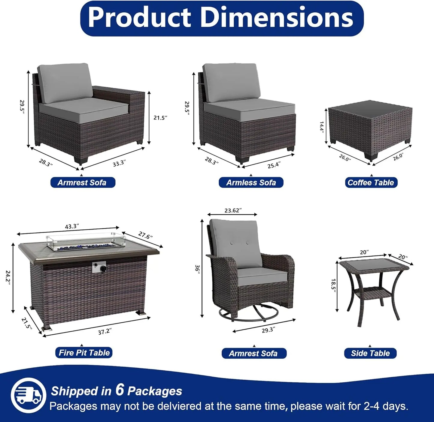 10 Piece Patio Furniture Set With Fire Pit And Chairs