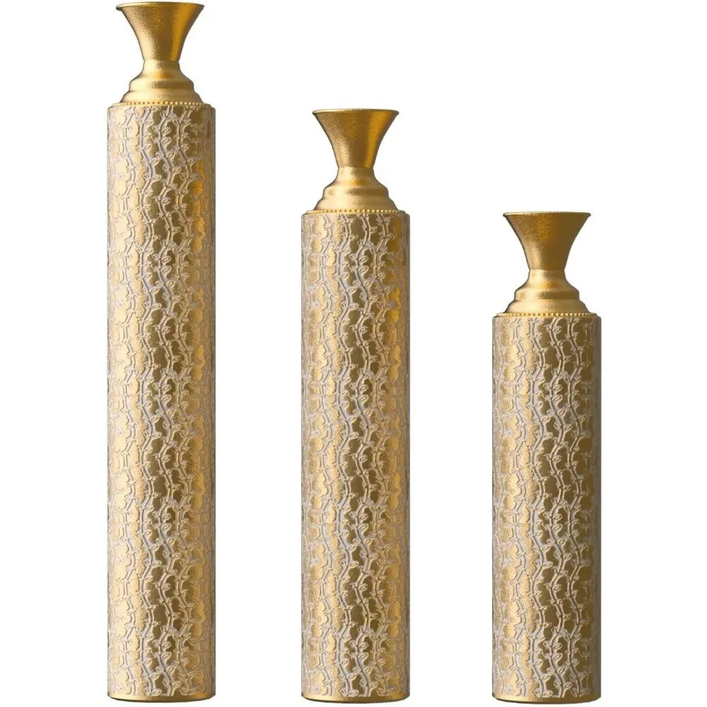 Gold Floor Vases Set of 3 Tall Metal Decorative Home Decor