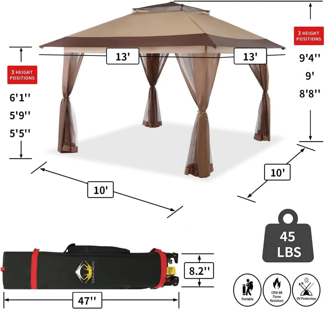13x13 Pop Up Gazebo Tent Easy Setup Outdoor Canopy Shelter