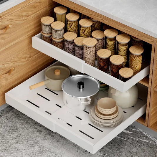2 Pack Pull Out Cabinet Organizer Expandable No Drill Drawers